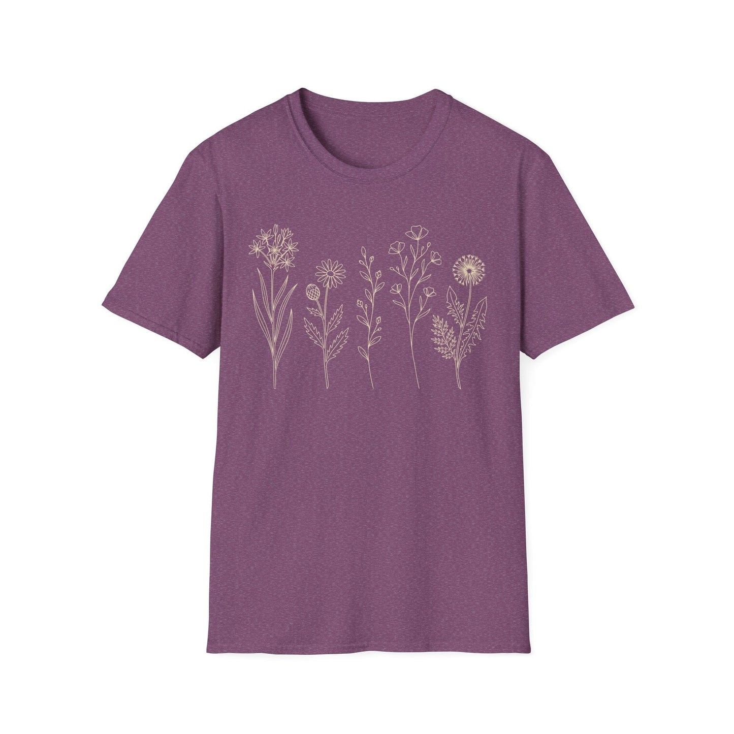 Minimal Wildflower Line Art Shirt | Botanical Sketch Floral Graphic Tee