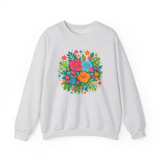 Tropical Bloom Floral Sweatshirt | Bright Botanical Spring Design