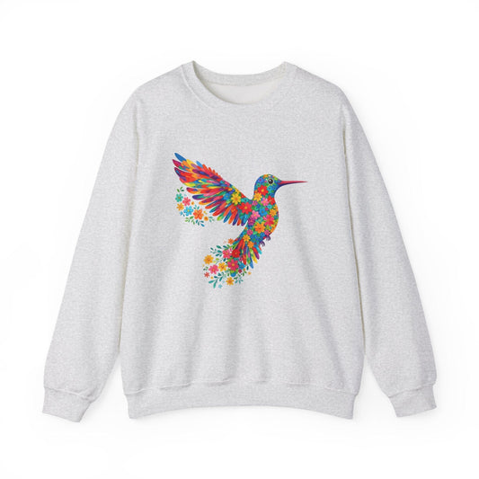 Vibrant Hummingbird Floral Shirt | Colorful Botanical Graphic Sweatshirt