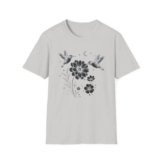 Hummingbird & Wildflower t-shirt | Minimal Botanical Nature Design