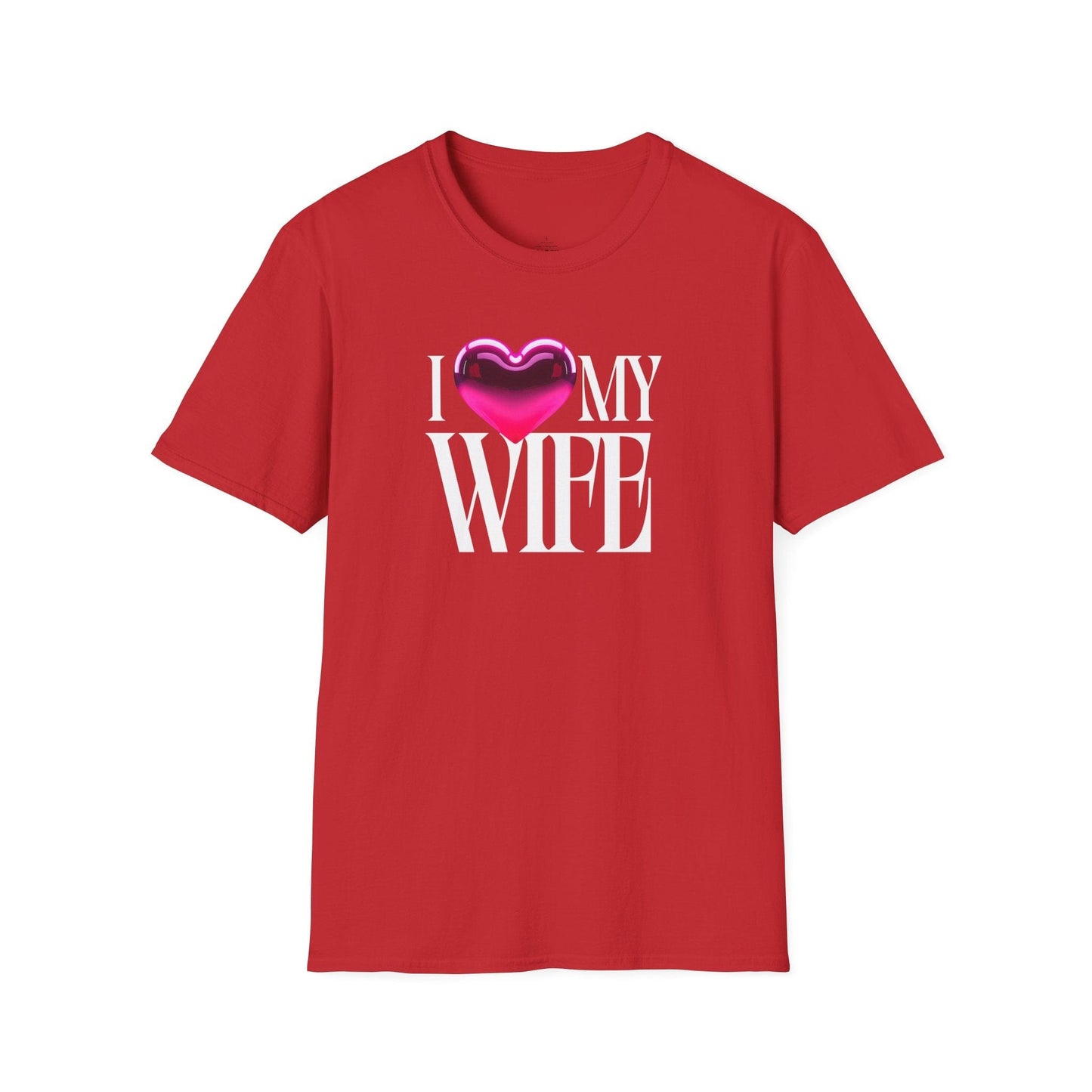 Glossy Pink Heart Wife Valentine T-Shirt | Minimal Modern Love Design