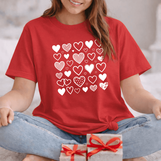 Minimalist Heart Pattern Valentine Shirt | Modern Love Graphic Tee
