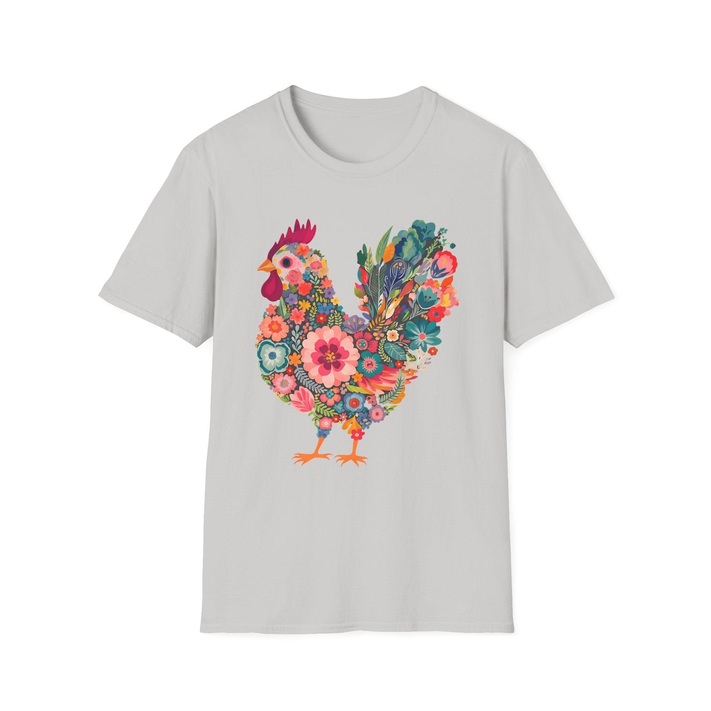 Floral Folk Hen t-shirt | Colorful Botanical Farmhouse Design