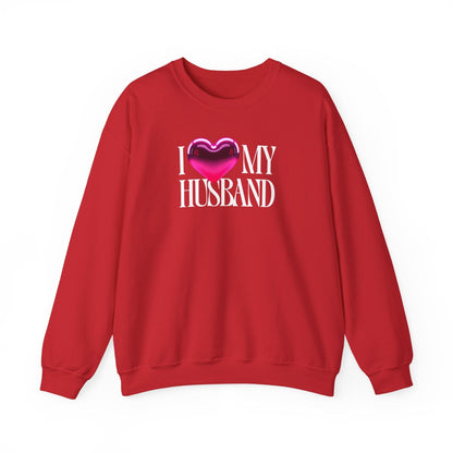 Glossy Pink Heart Husband Valentine Sweatshirt | Modern Minimal Love Design