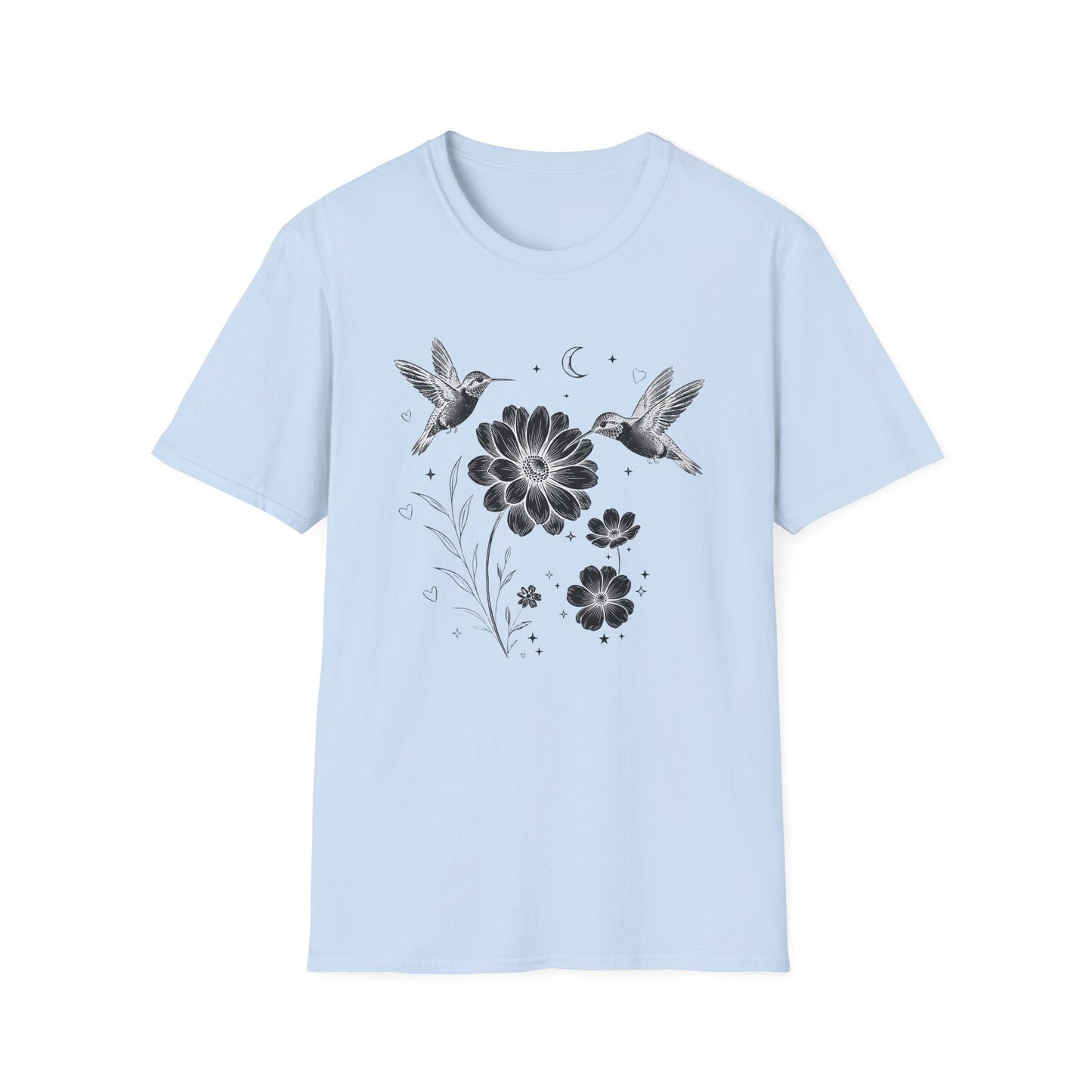 Hummingbird & Wildflower t-shirt | Minimal Botanical Nature Design