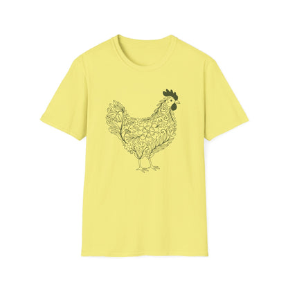 Floral Hen Line Art Shirt | Minimal Farmhouse Botanical Design