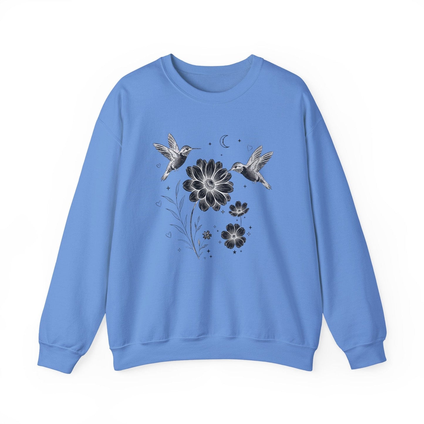 Hummingbird & Wildflower Sweatshirt | Minimal Botanical Nature Design