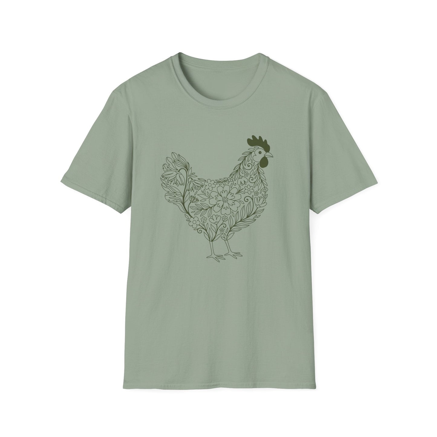 Floral Hen Line Art Shirt | Minimal Farmhouse Botanical Design