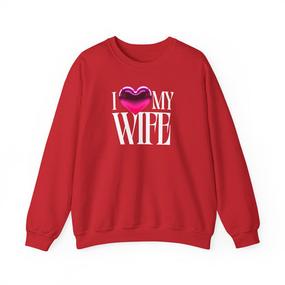 Glossy Pink Heart Wife Valentine Sweatshirt | Minimal Modern Love Design