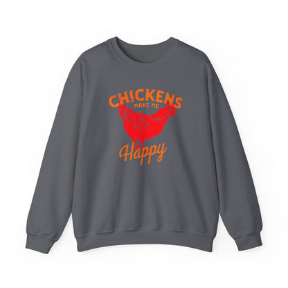 Chickens Make Me Happy Sweatshirt | Funny Farm Life Graphic Tee