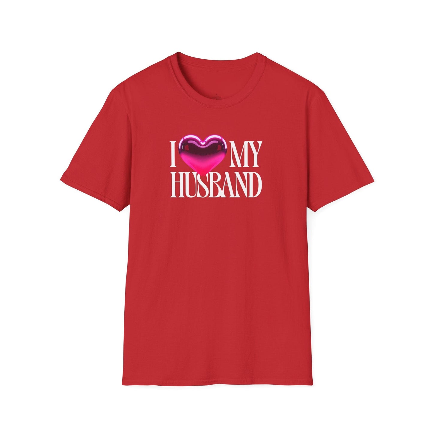 Glossy Pink Heart Husband Valentine T-Shirt – Modern Minimal Love Design