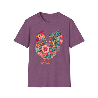 Floral Folk Hen t-shirt | Colorful Botanical Farmhouse Design