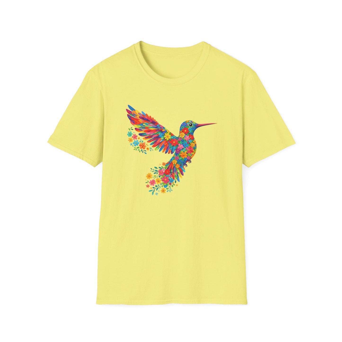 Vibrant Hummingbird Floral Shirt | Colorful Botanical Graphic t-shirt