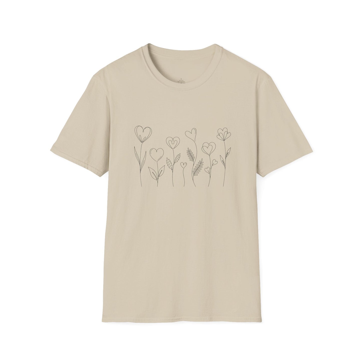 Delicate Heart Flower Valentine Shirt | Minimal Romantic Line Art Tee