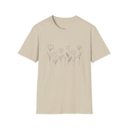 Delicate Heart Flower Valentine Shirt | Minimal Romantic Line Art Tee
