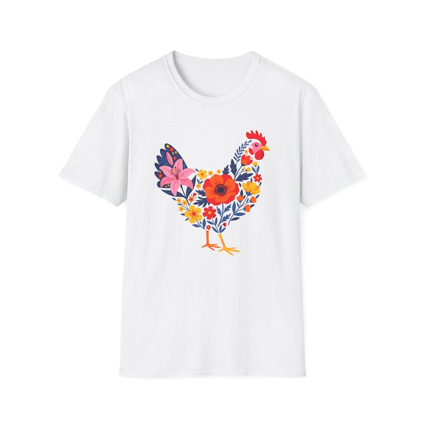 Floral Chicken Shirt | Folk Art Spring Farm Design