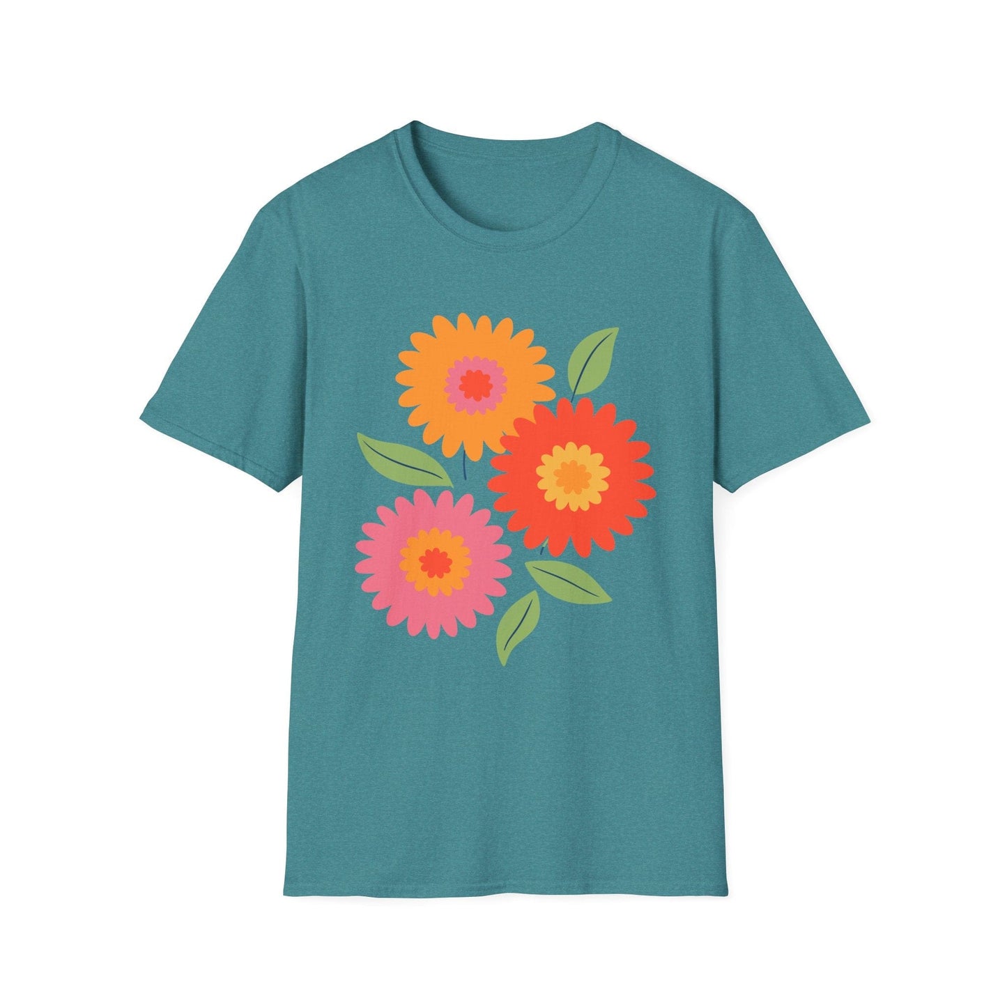 Retro Spring Flowers t-shirt | Colorful Minimal Floral Design