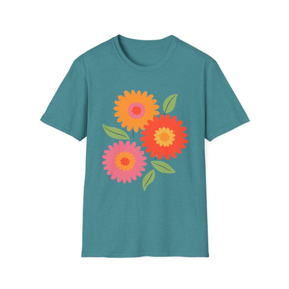Retro Spring Flowers t-shirt | Colorful Minimal Floral Design
