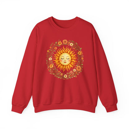 Radiant Sun & Floral Wreath Sweatshirt | Soft Botanical Spring Design