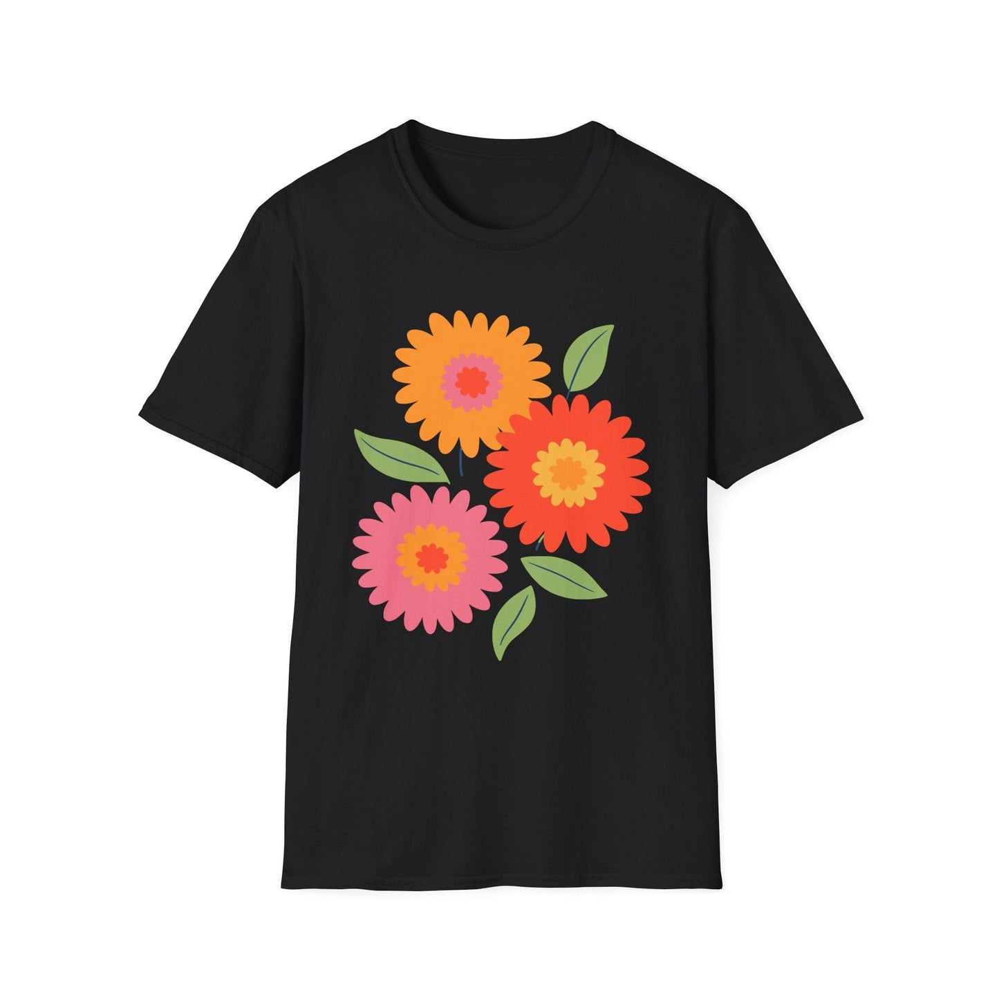 Retro Spring Flowers t-shirt | Colorful Minimal Floral Design