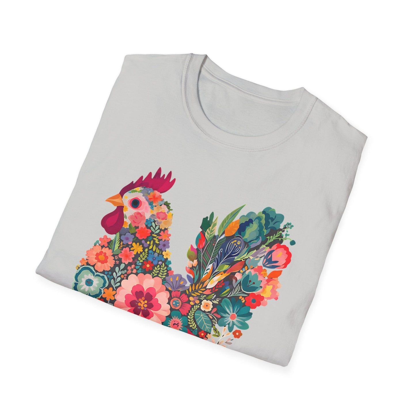 Floral Folk Hen t-shirt | Colorful Botanical Farmhouse Design