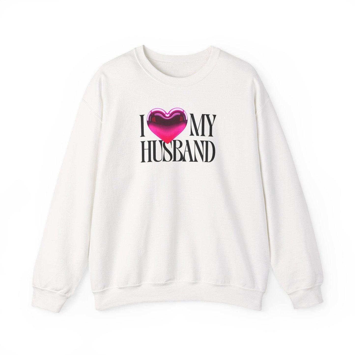Glossy Pink Heart Husband Valentine Sweatshirt | Modern Minimal Love Design