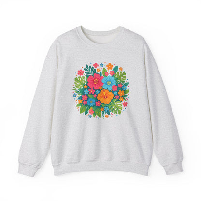 Tropical Bloom Floral Sweatshirt | Bright Botanical Spring Design