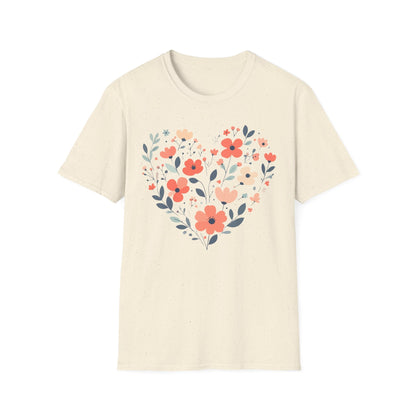 Floral Heart t-shirt | Soft Botanical Love Design