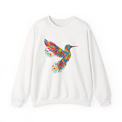 Vibrant Hummingbird Floral Shirt | Colorful Botanical Graphic Sweatshirt