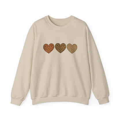 Leopard Heart Trio Valentine Shirt | Trendy Animal Print Love Sweatshirt