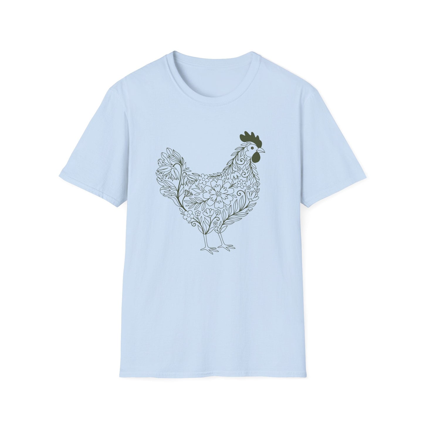 Floral Hen Line Art Shirt | Minimal Farmhouse Botanical Design