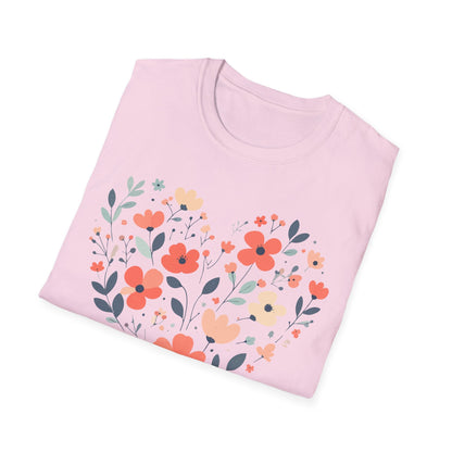 Floral Heart t-shirt | Soft Botanical Love Design