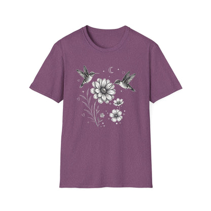 Hummingbird & Wildflower t-shirt | Minimal Botanical Nature Design