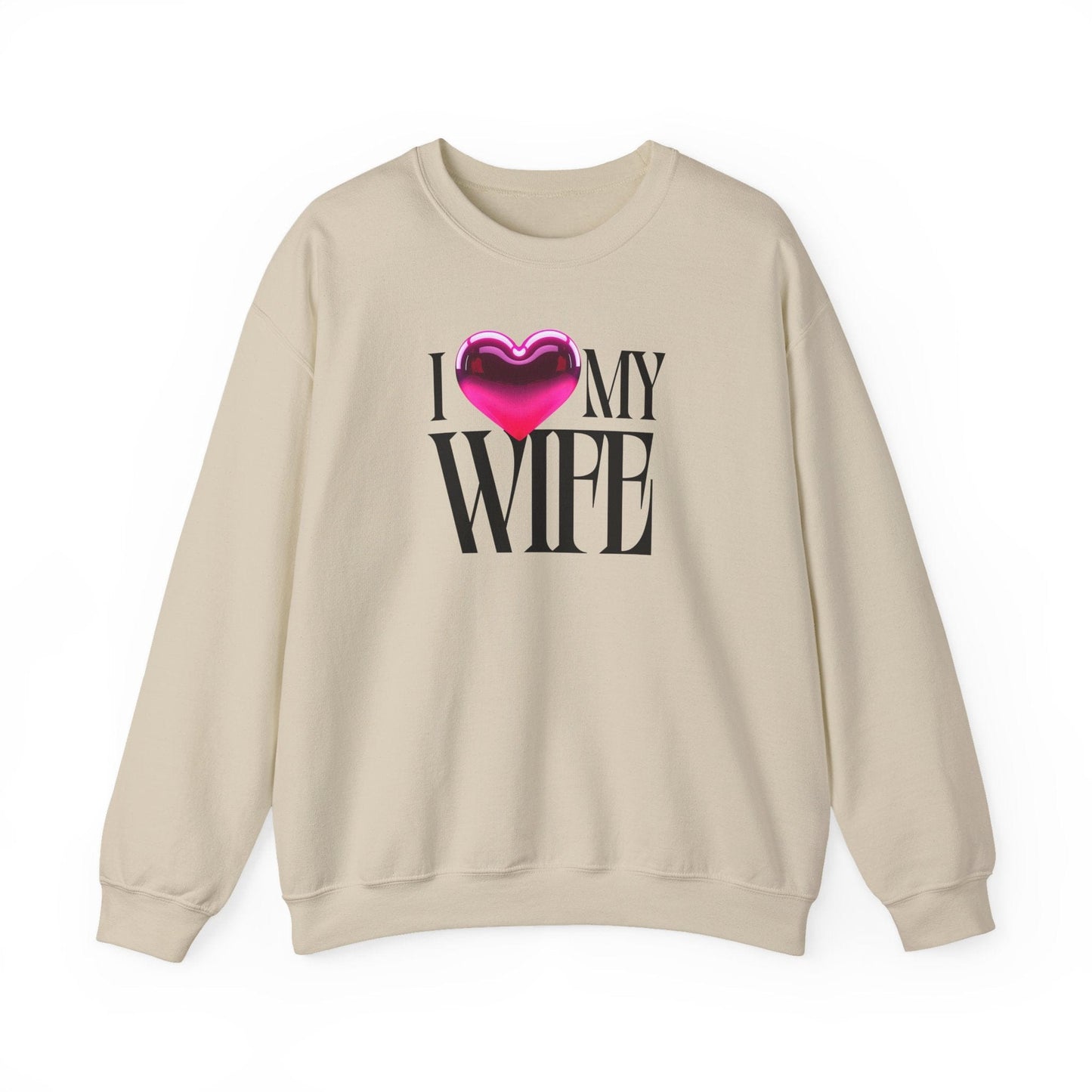 Glossy Pink Heart Wife Valentine Sweatshirt | Minimal Modern Love Design