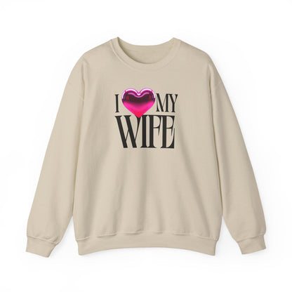Glossy Pink Heart Wife Valentine Sweatshirt | Minimal Modern Love Design