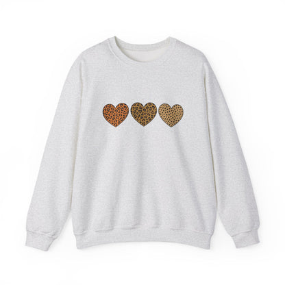 Leopard Heart Trio Valentine Shirt | Trendy Animal Print Love Sweatshirt
