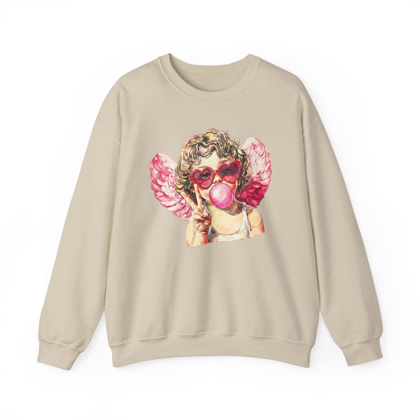Peace Love Valentine Cupid Shirt | Bubblegum Angel Graphic Sweatshirt
