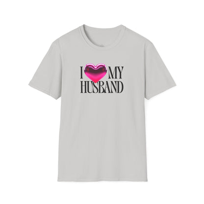 Glossy Pink Heart Husband Valentine T-Shirt – Modern Minimal Love Design