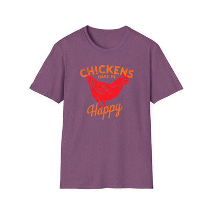 Chickens Make Me Happy t-shirt | Funny Farm Life Graphic Tee