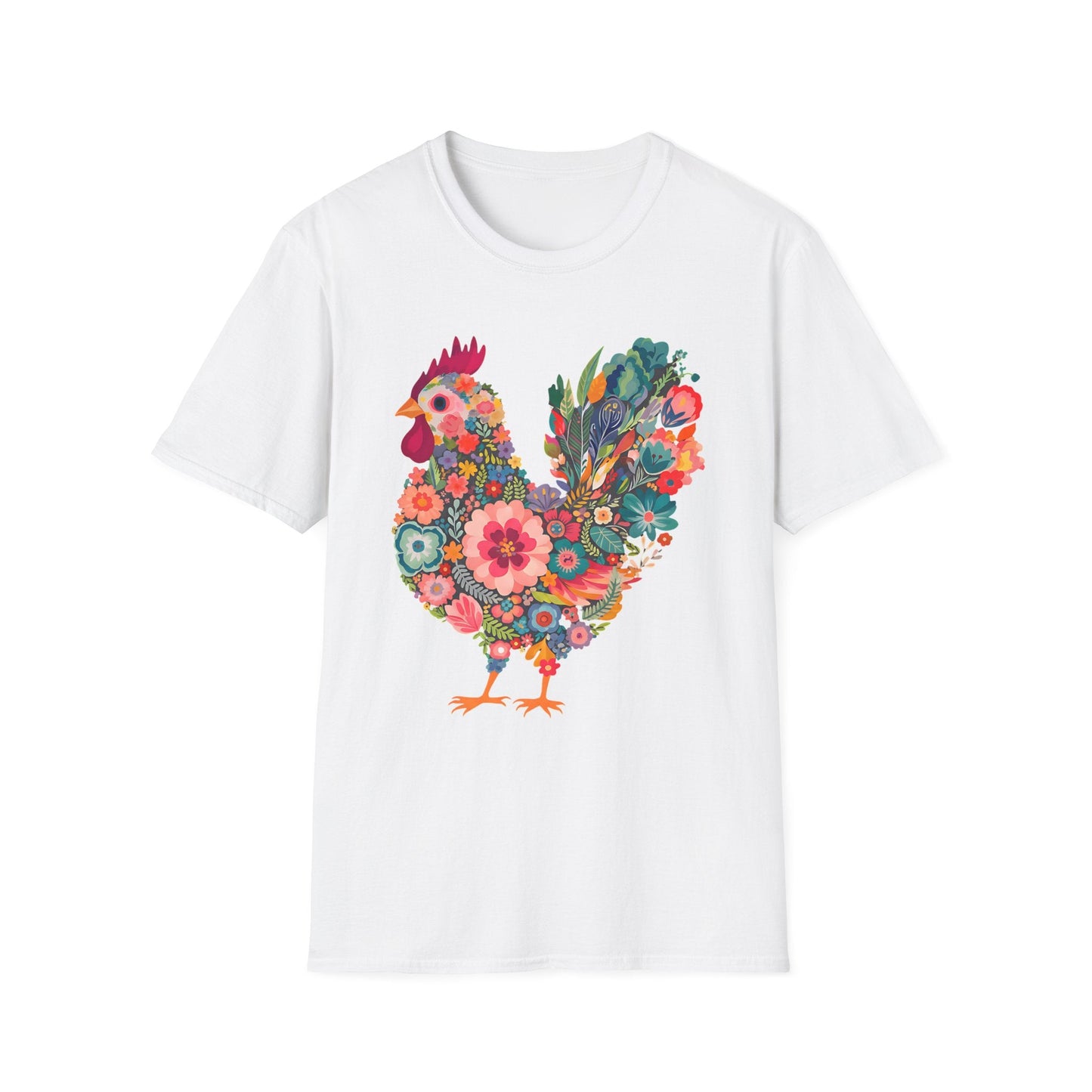 Floral Folk Hen t-shirt | Colorful Botanical Farmhouse Design