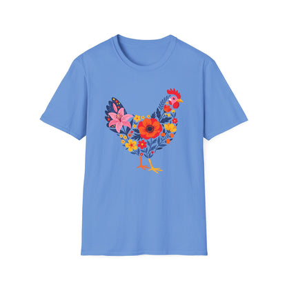 Floral Chicken Shirt | Folk Art Spring Farm Design