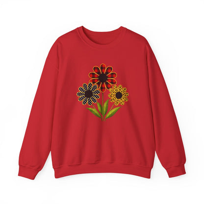 Patterned Floral Trio Sweatshirt | Buffalo Plaid, Polka Dot & Leopard Spring Design