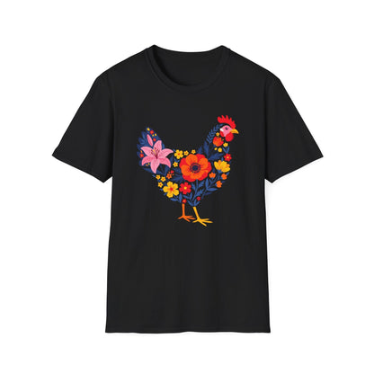 Floral Chicken Shirt | Folk Art Spring Farm Design