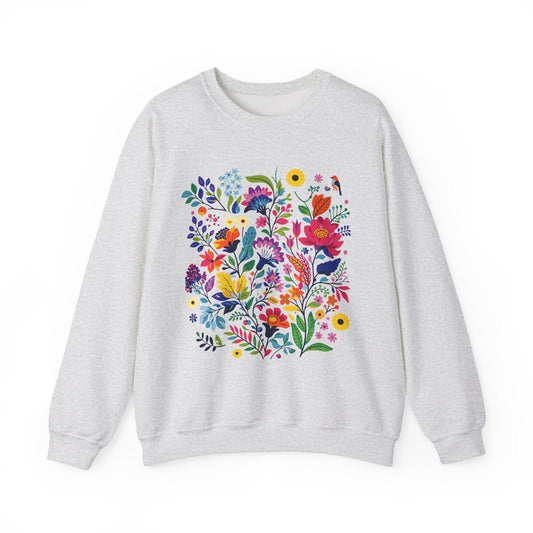 Bloom & Bright Spring Floral Shirt | Colorful Botanical Graphic Sweatshirt