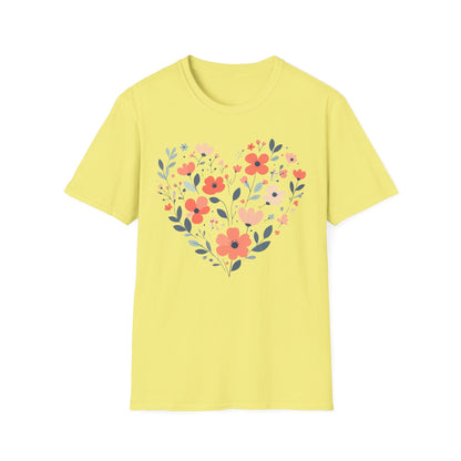 Floral Heart t-shirt | Soft Botanical Love Design