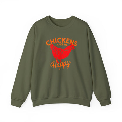 Chickens Make Me Happy Sweatshirt | Funny Farm Life Graphic Tee