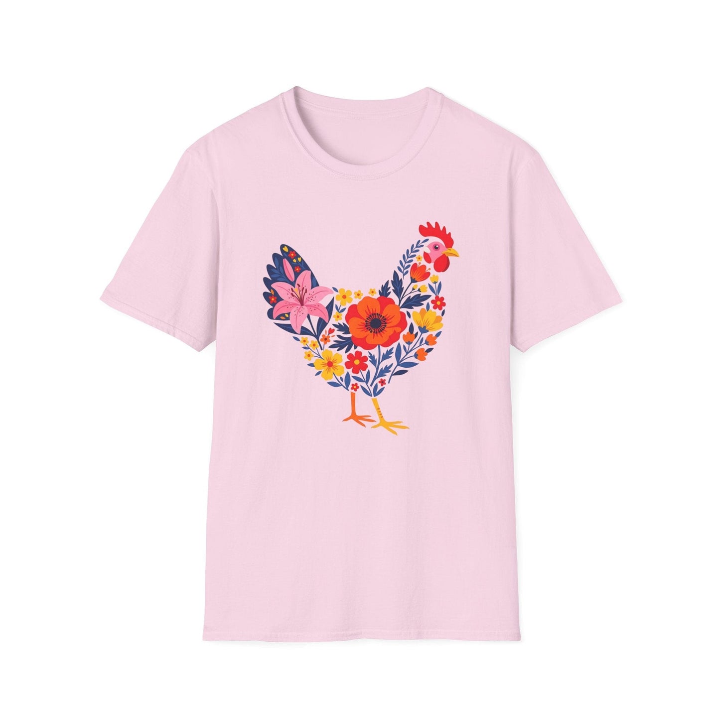 Floral Chicken Shirt | Folk Art Spring Farm Design
