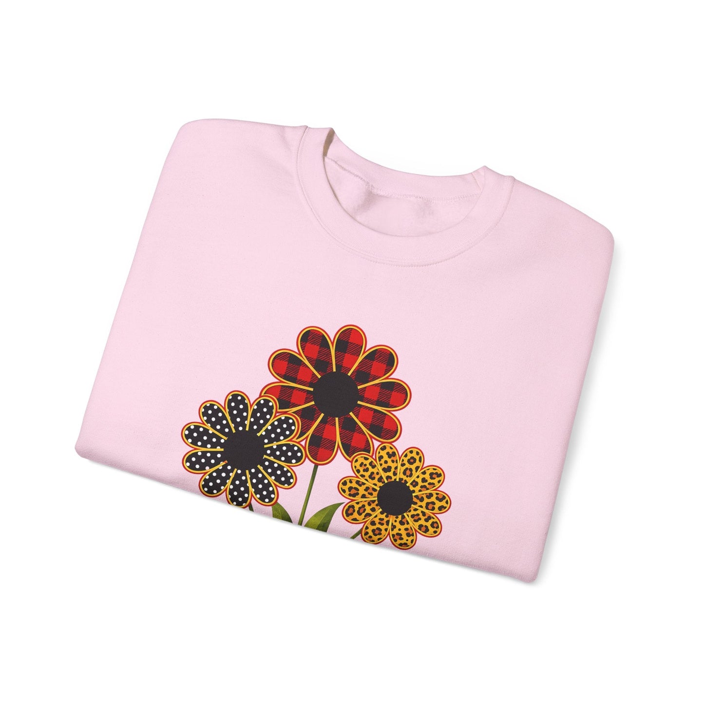 Patterned Floral Trio Sweatshirt | Buffalo Plaid, Polka Dot & Leopard Spring Design