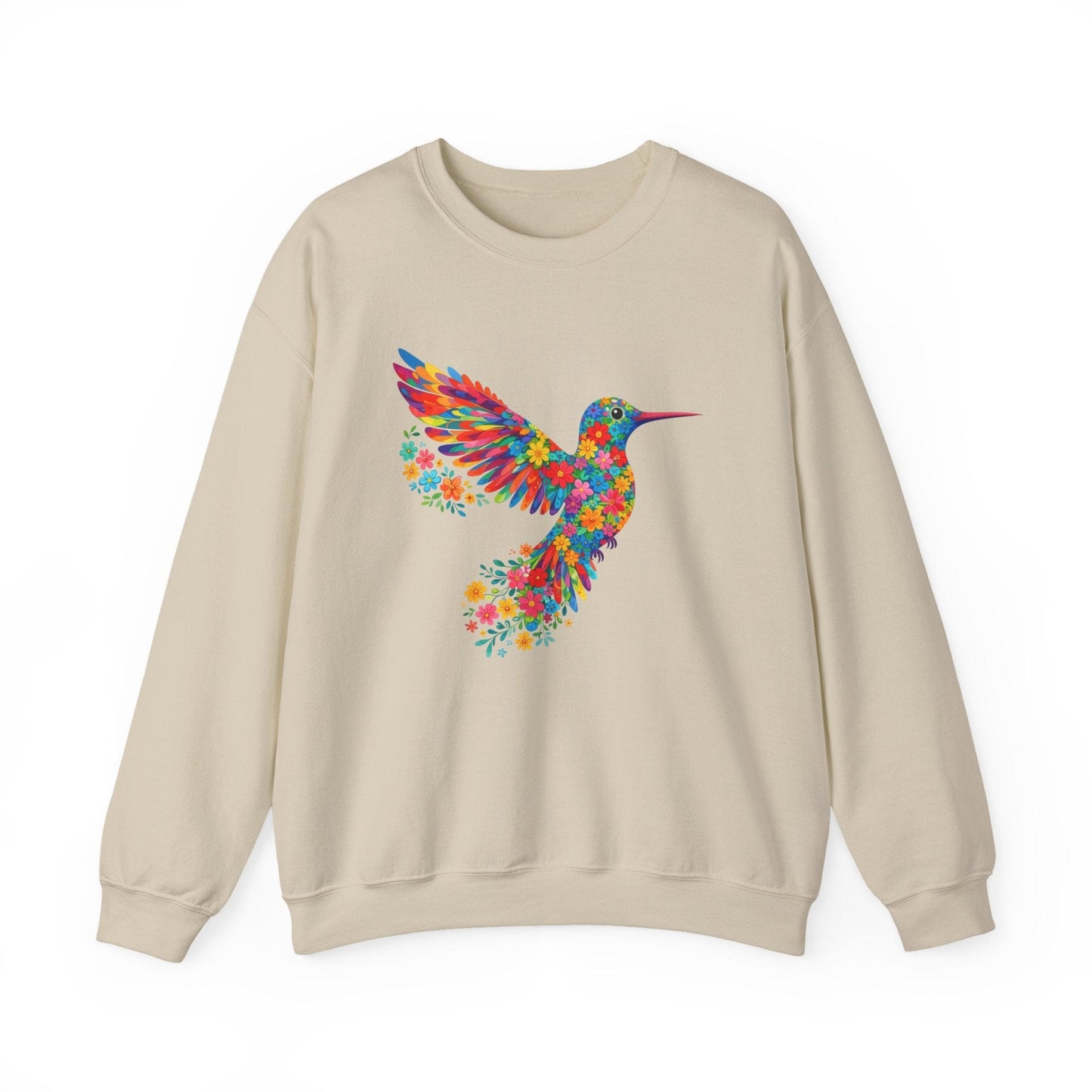 Vibrant Hummingbird Floral Shirt | Colorful Botanical Graphic Sweatshirt