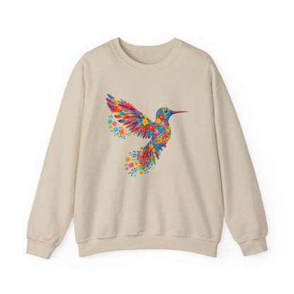 Vibrant Hummingbird Floral Shirt | Colorful Botanical Graphic Sweatshirt